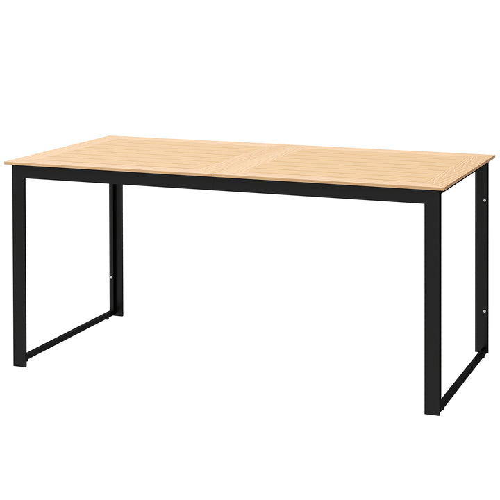 Havebord til 6 personer 160 x 80 cm vejrbestandigt balkonbord med lamelbordplade, buffetbord udendørs teak