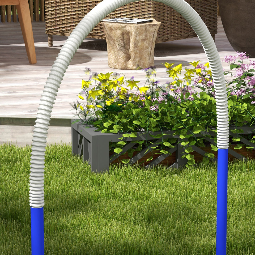 Agility-sæt til hunde, hundetræning, 4 buer, til begyndere, med bæretaske, blå+hvid, 88 x 64 x 95 cm