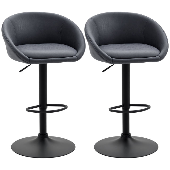 Sæt med 2 barstole, højdejusterbare, 360 graders drejeligt design, 57 cm x 50 cm x 84-104 cm, grå