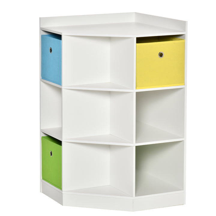 Opbevaringshylde til børn, 3 non-woven skuffer, mdf, væltesikker, hvid