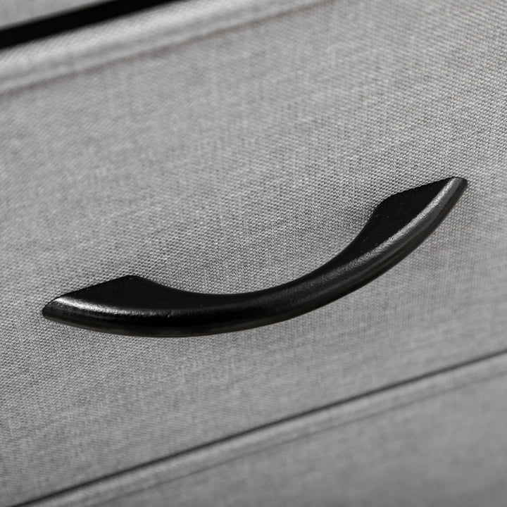 Kommode med 8 stofskuffer, metalramme, hylde, 80 x 30 x 81,5 cm, grå/sort