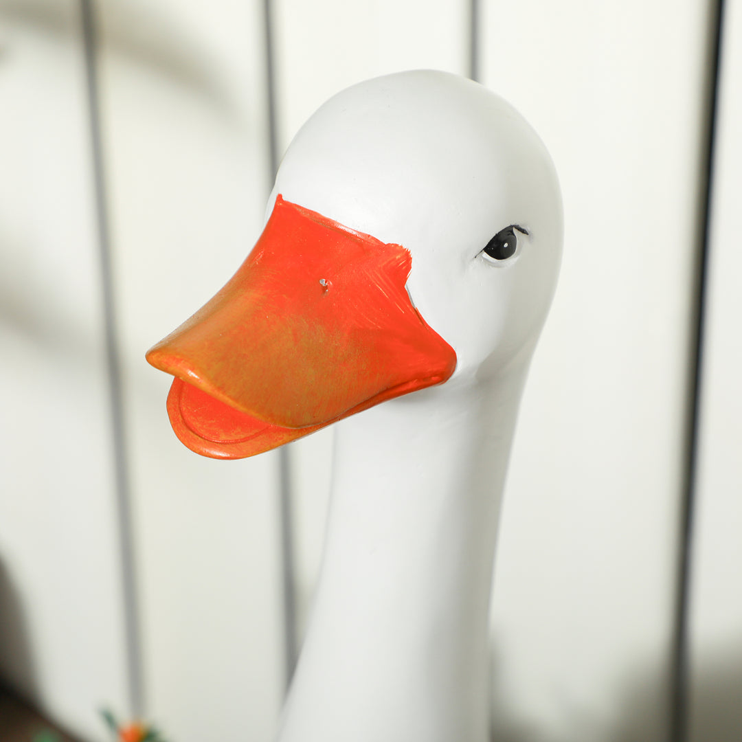 Urtepotte, svane med skuldertaske, vejrbestandig, 32 x 18 x 60 cm, hvid, brun