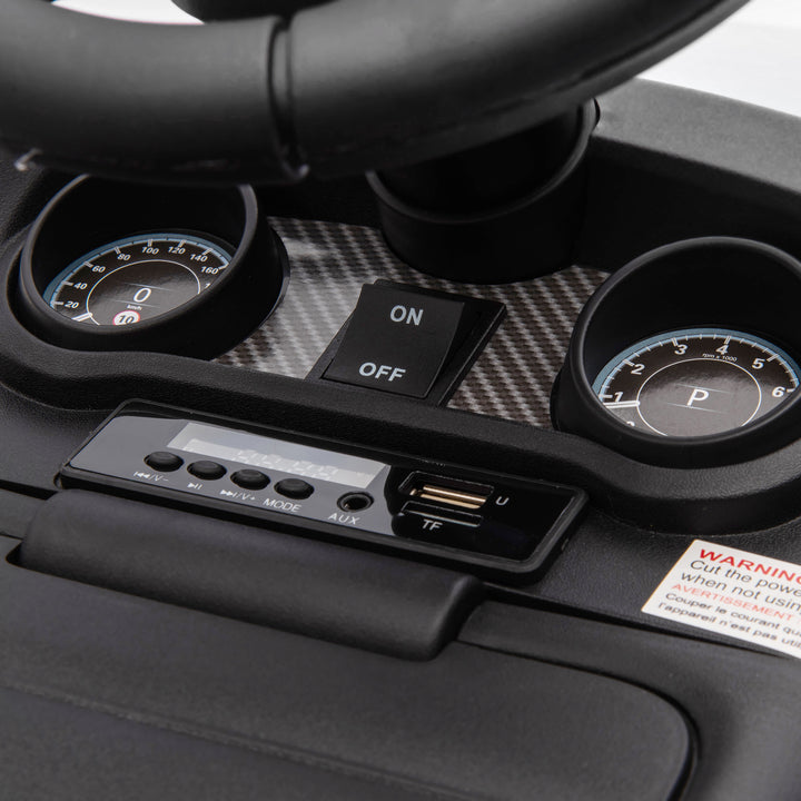 Elektrisk børnebil 6v, land rover, køre-/skubbetilstand, forlygter, musik, hvid