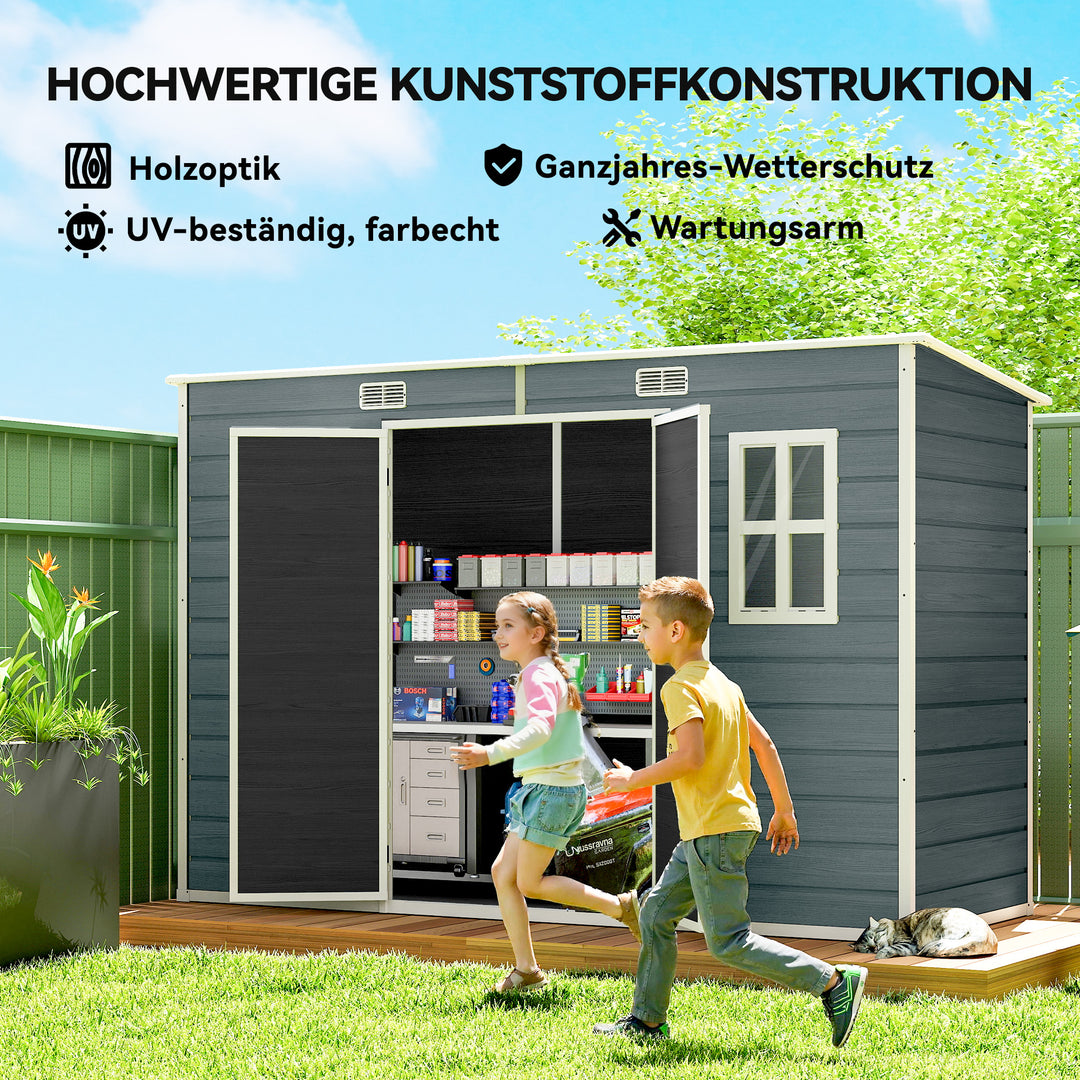 Haveskur 3,2m², redskabsskur med luttag, 303x123x197cm med vindue, aflåselig dør, ventilationsåbning, gulv