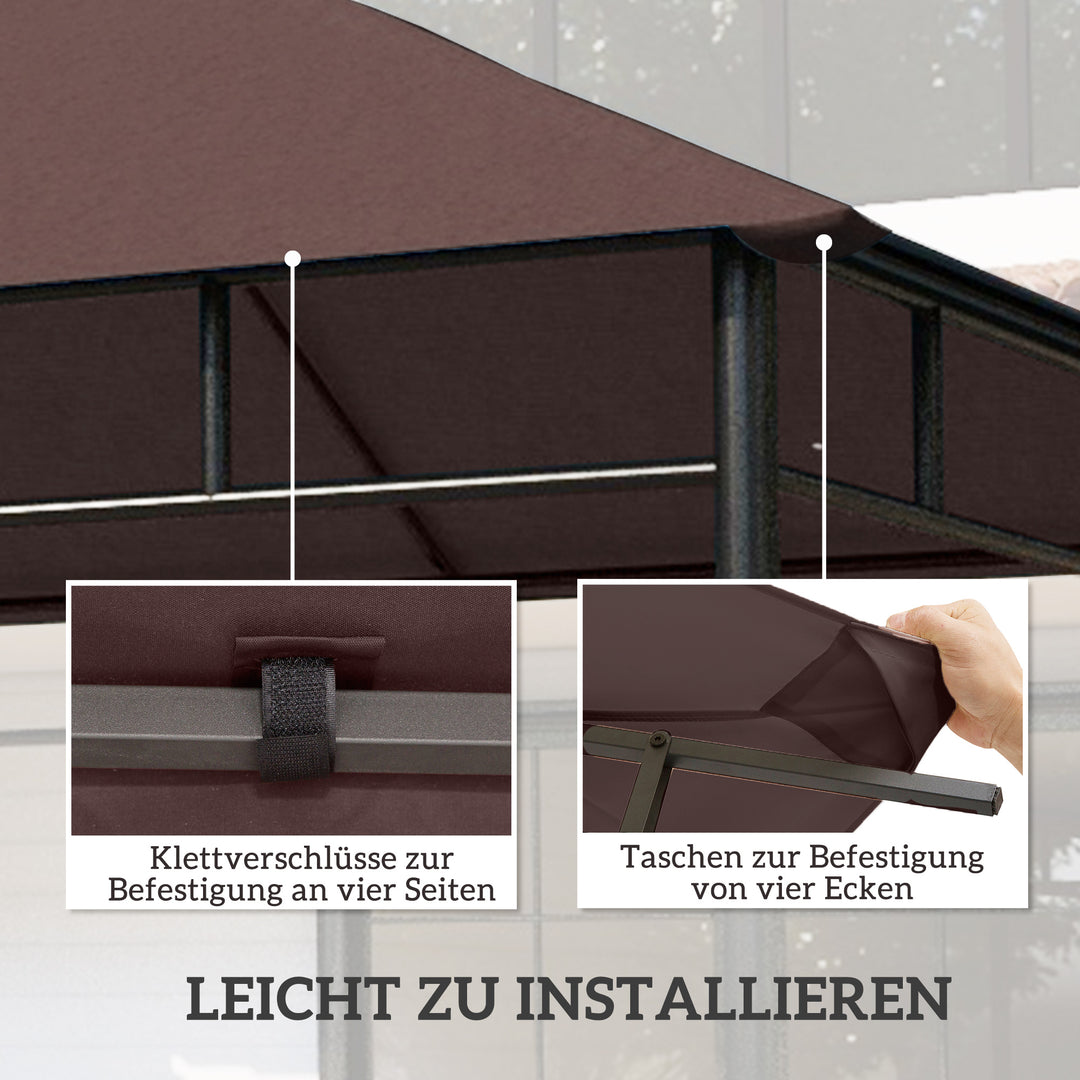 Udskiftningstag til havepavillon, polyester, 2,98 x 2,95 m, kaffe