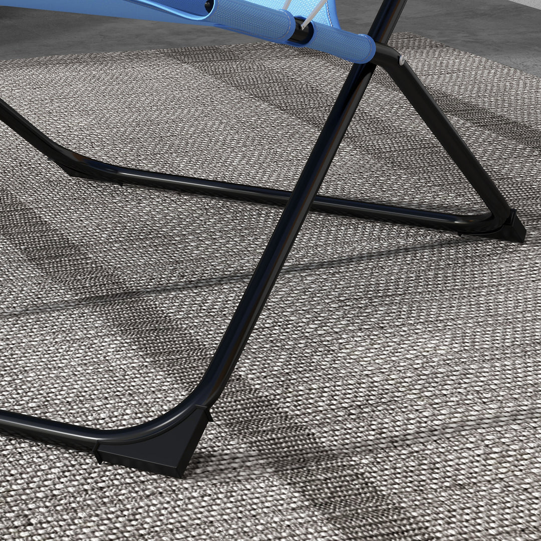 Klapstol, justerbar i 4 niveauer, åndbar, metalstel, 69 x 91 x 96 cm, sort/blå