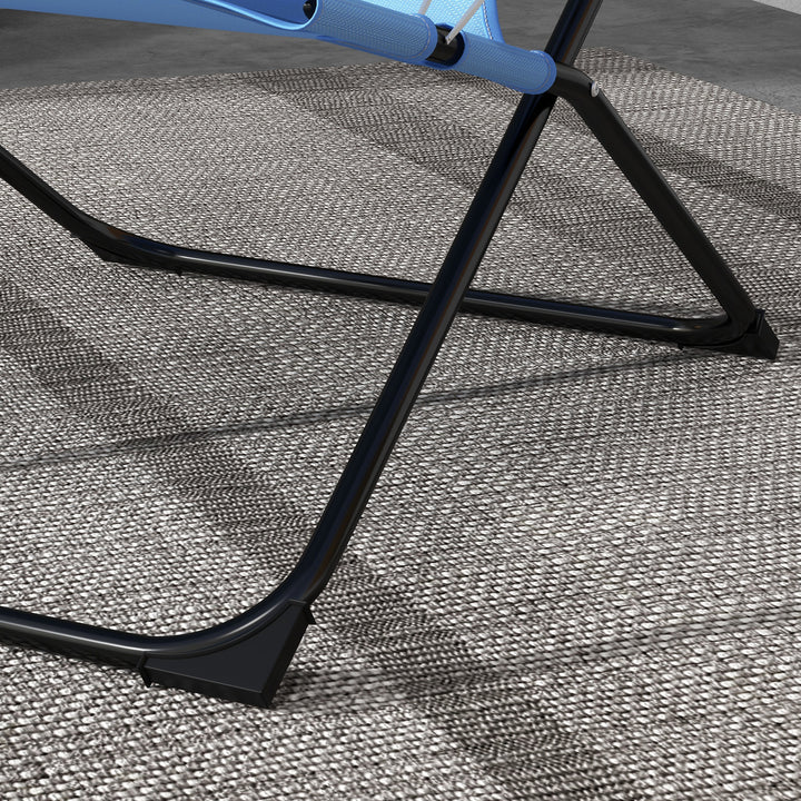 Klapstol, justerbar i 4 niveauer, åndbar, metalstel, 69 x 91 x 96 cm, sort/blå