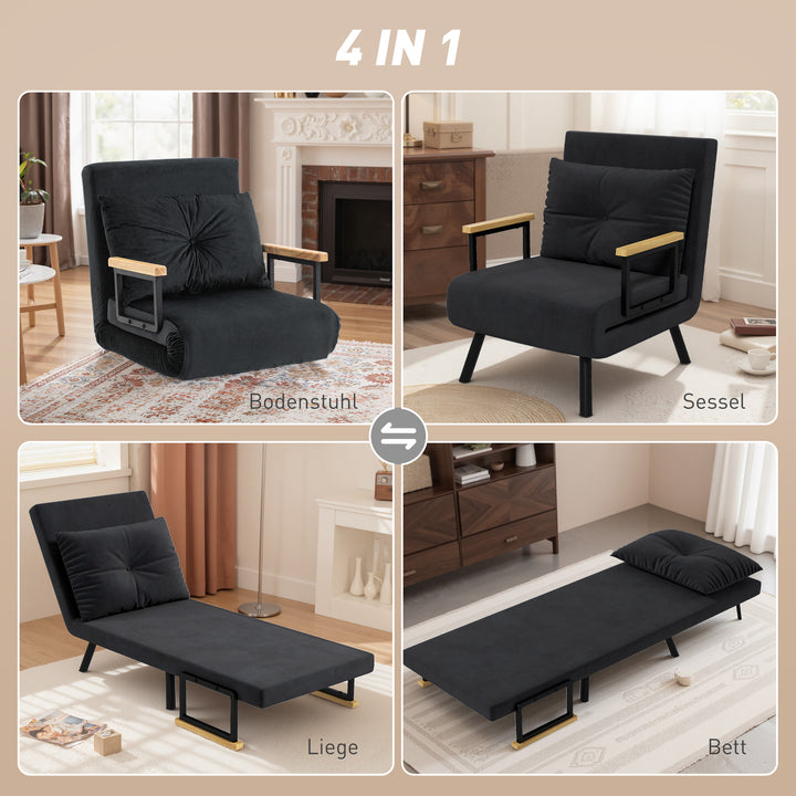 Lænestol i skandinavisk design, loungestol, læsestol. Inkluderer hynde med knaplukning, sort.