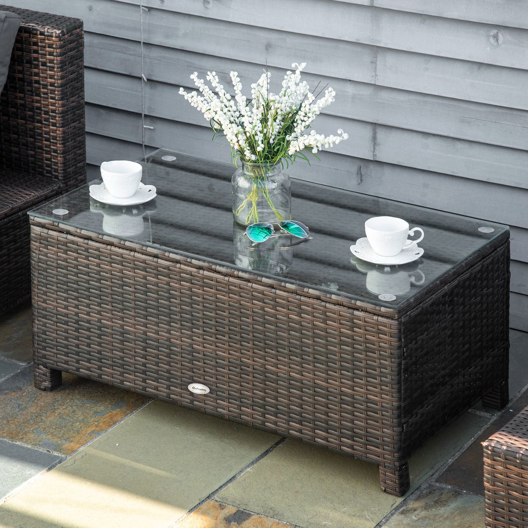 Garden sidebord sofabord havebord balkonbord polyrattan brun 85 x 50 x 39 cm