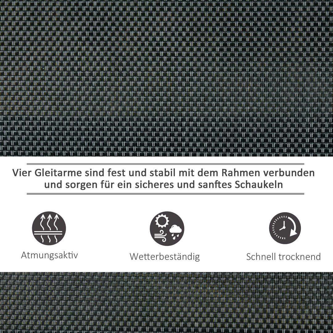 3-Personers gyngestol, havebænk med vippemekanisme, havegynge, metalparkbænk, lasteevne op til 300 kg, havemøbler til haven, terrasse, 147 x 70 x 85 cm, mørkegrå