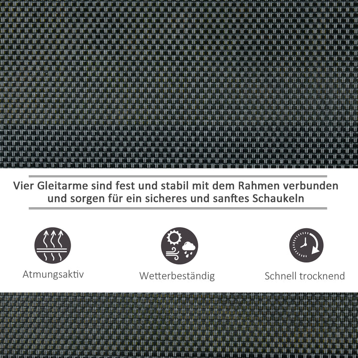 3-Personers gyngestol, havebænk med vippemekanisme, havegynge, metalparkbænk, lasteevne op til 300 kg, havemøbler til haven, terrasse, 147 x 70 x 85 cm, mørkegrå