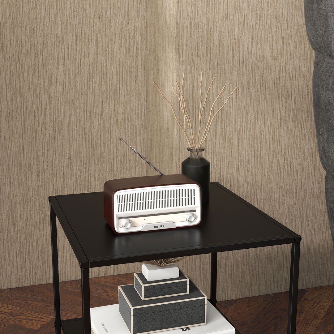 Sidebord i industrielt design, sofabord, natbord, 1 hylde, sort