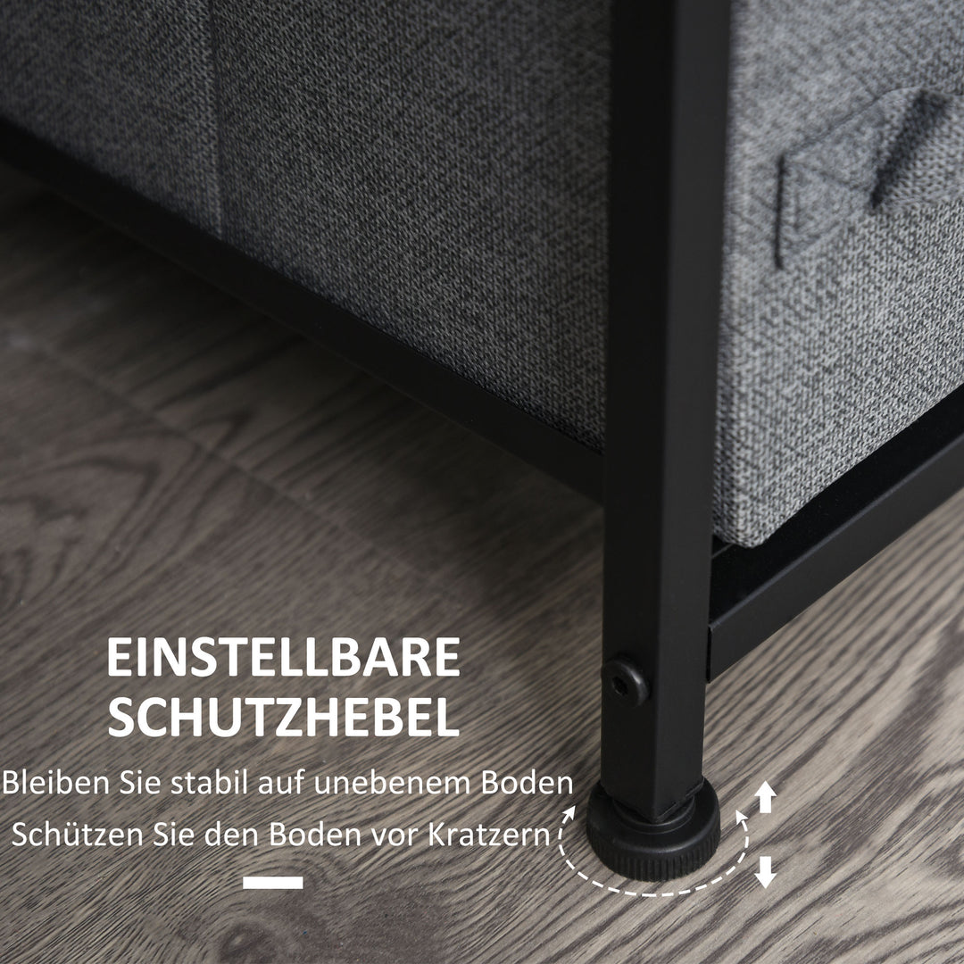 Kommode med 7 foldbare stofskuffer, fleece, metalramme, 63,5 x 30 x 71 cm, mørkegrå