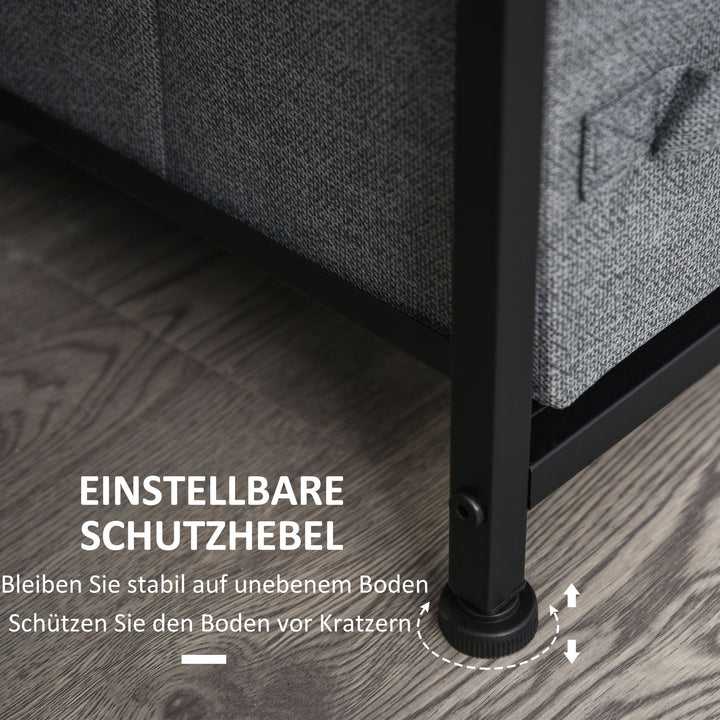 Kommode med 7 foldbare stofskuffer, fleece, metalramme, 63,5 x 30 x 71 cm, mørkegrå