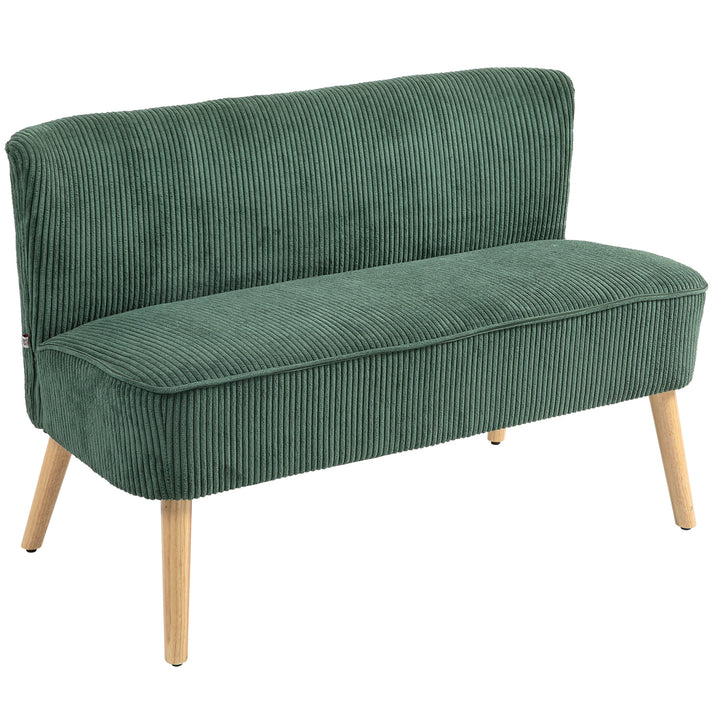 2-Personers polstret sofa, træ, fløjlsblød polyester, skum, 117 x 56,5 x 77 cm, grøn