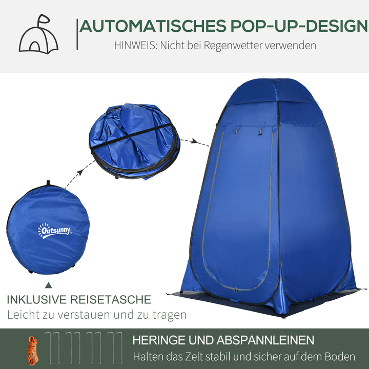 Pop-up brusetelt toilettelt camping pusletelt med bæretaske mobilt udendørstoilet puslerum opbevaringstelt mørkeblå 126 x 124 x 189 cm