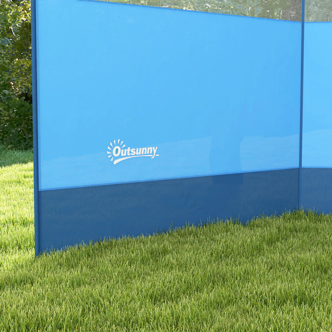 Læhegn med vindue og bæretaske, stålstænger, 440x140cm, blå