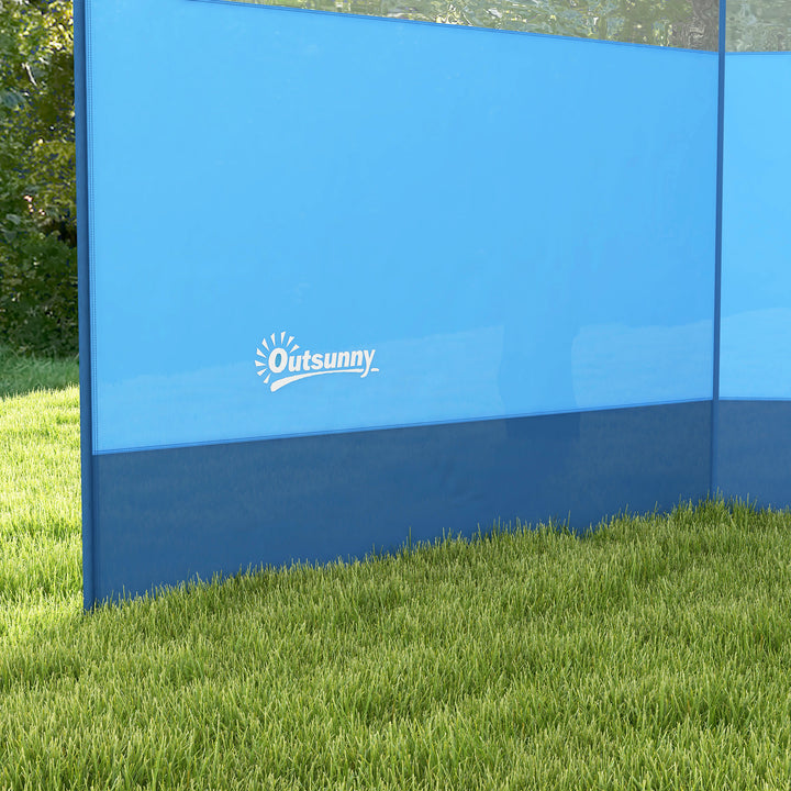 Læhegn med vindue og bæretaske, stålstænger, 440x140cm, blå