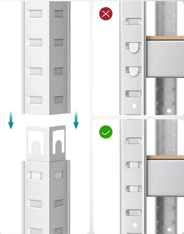 Sæt med 2 stålhylder og MDF-plader med mulighed for opdeling, højdejustering hver 3 cm, forstærkninger og beskyttende benbetræk