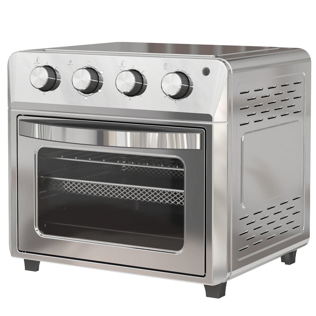 Miniovn med varmluft, airfryer, 6 varmefunktioner, timer, tilbehør, 24L, sølv