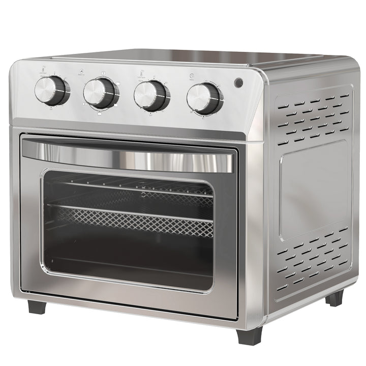 Miniovn med varmluft, airfryer, 6 varmefunktioner, timer, tilbehør, 24L, sølv