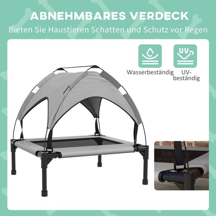 Hundeseng med tag, åndbar, vandafvisende, op til 20 kg, 76 x 61 x 69,5 cm, lysegrå