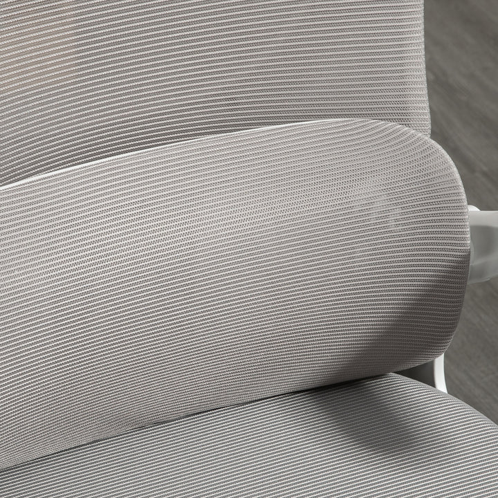 Kontorstol, højdejusterbar, ryglæn med justerbar justering, justerbar nakkestøtte, op til 120 kg, 60 x 59 x 114-122 cm, grå