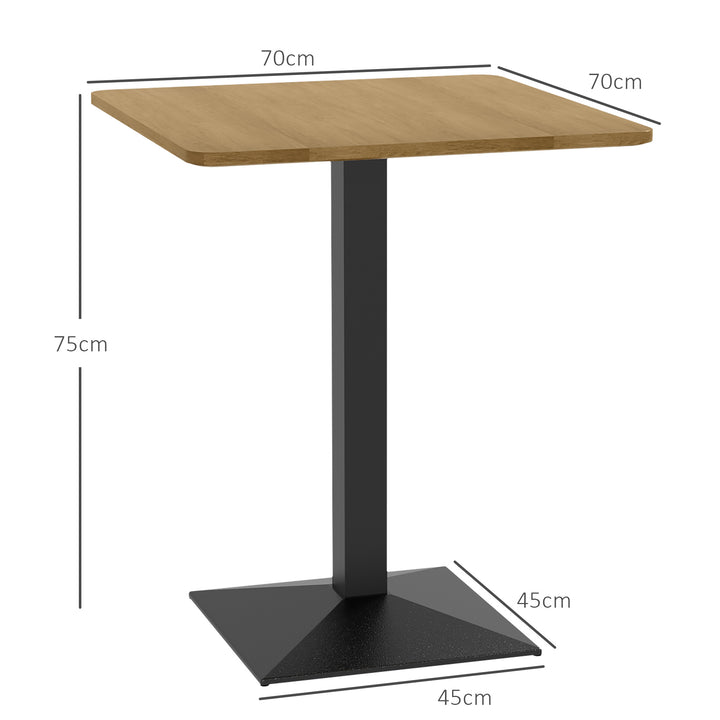 Spisebord, firkantet køkkenbord til 2 personer, spisebord med trælook, stålfod, 70 x 70 x 75 cm, mørkebrun