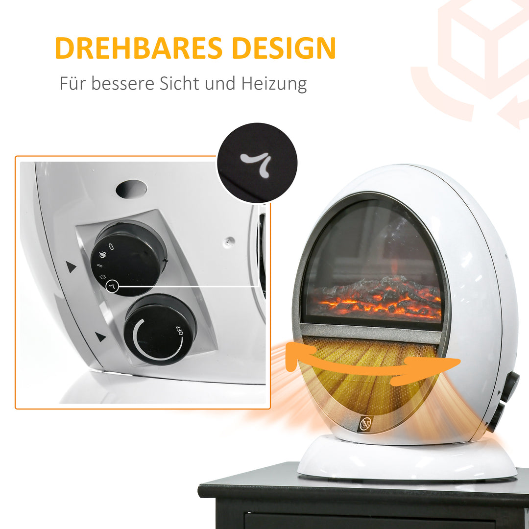 Led elektrisk pejs mini bord fritstående pejsovn med flammeeffekt 1500w abs plast hvid 30,5 x 18 x 35 cm