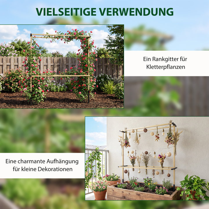 Metalespalier til stikkontakt, rustfri, klatrehjælp til agurker, espalier, 119 x 34 x 139 cm, til hindbær, brombær, naturlig