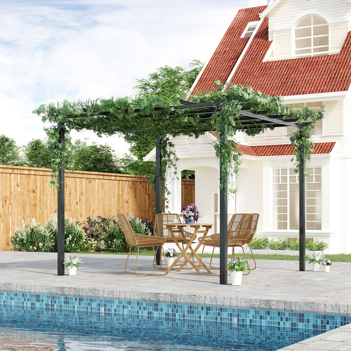 Rosenpavillon, plantebue, rosenbue, klatrehjælp, havepavillon, vejrbestandig, metal, sort, 2,97 x 2,95 x 2,3 m