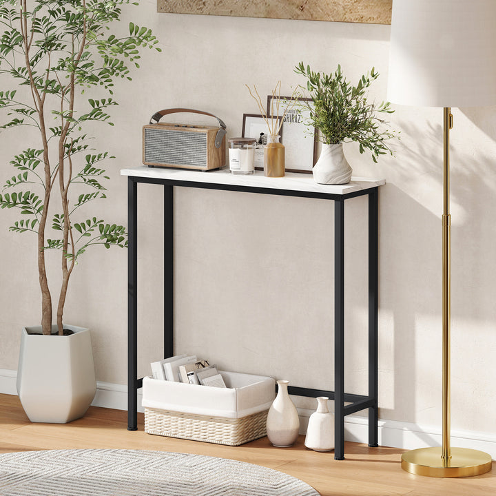 Konsolbord, entrebord med justerbare fodpuder, anti-tip beskyttelse, 75 x 24 x 76 cm, til små rum, sort