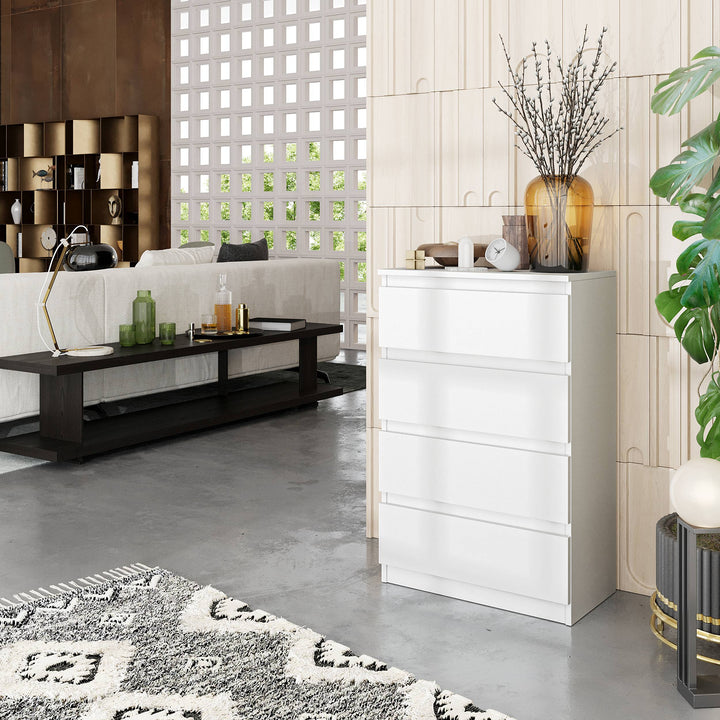GABRIEL – kommode / sideboard med 4 skuffer – mat hvid – H92 cm B60 cm D33 cm