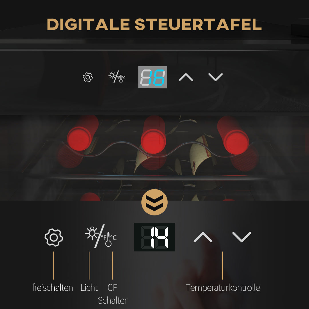 Vinkøleskab, stille, 5-18°C, touchscreen, belysning, 34,5x45x78cm, sort