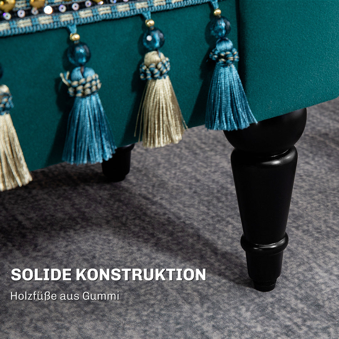 Polstret bænk, vintage design, op til 150 kg, 117x40x58 cm, grøn