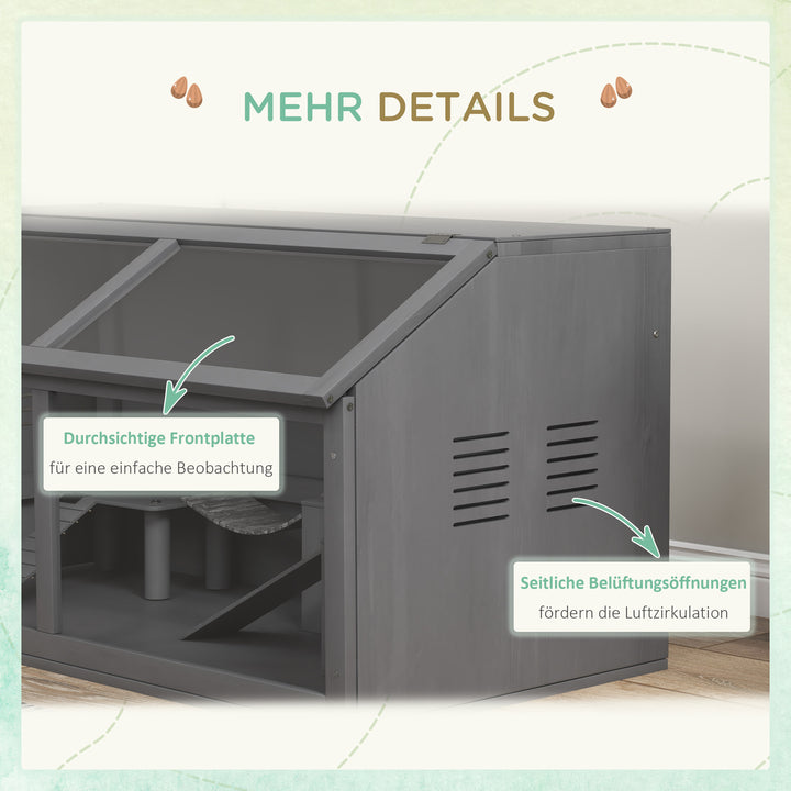 Bur til små dyr og gnavere, med tilbehør, grantræ, 100 cm x 52 cm x 50 cm, grå