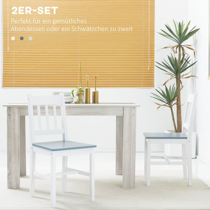 Sæt med 2 spisestuestole/køkkenstole, massivt træ, 41 cm x 46,5 cm x 85,5 cm, hvid