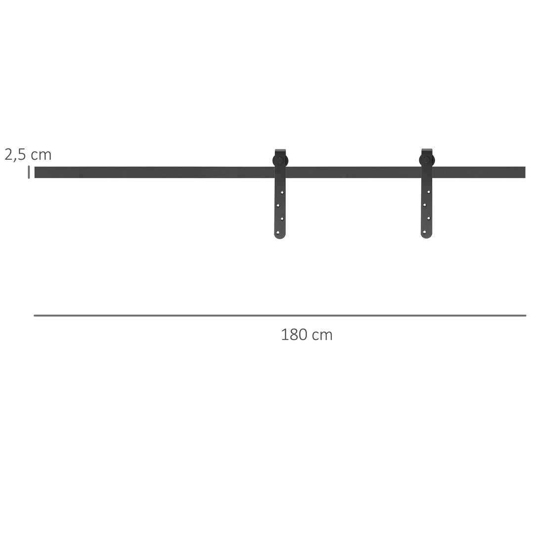 Skydedørsbeslagsæt 180 cm komplet sæt med skinner, ruller, anti-hop-anordninger kulstofstål