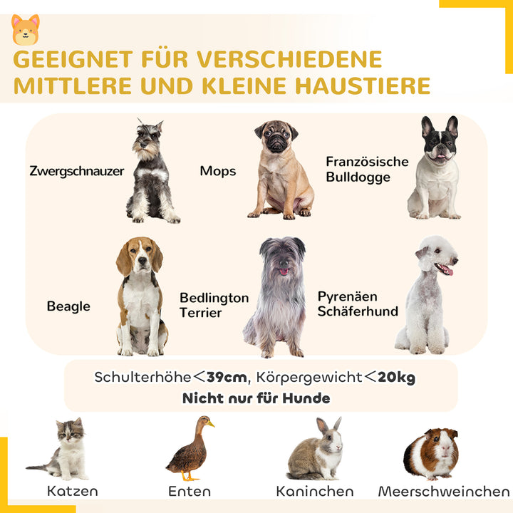 Hvalpegård, 76 cm høj/ca. 2,5 m², 8 paneler, bund, kombineret tagpresenning