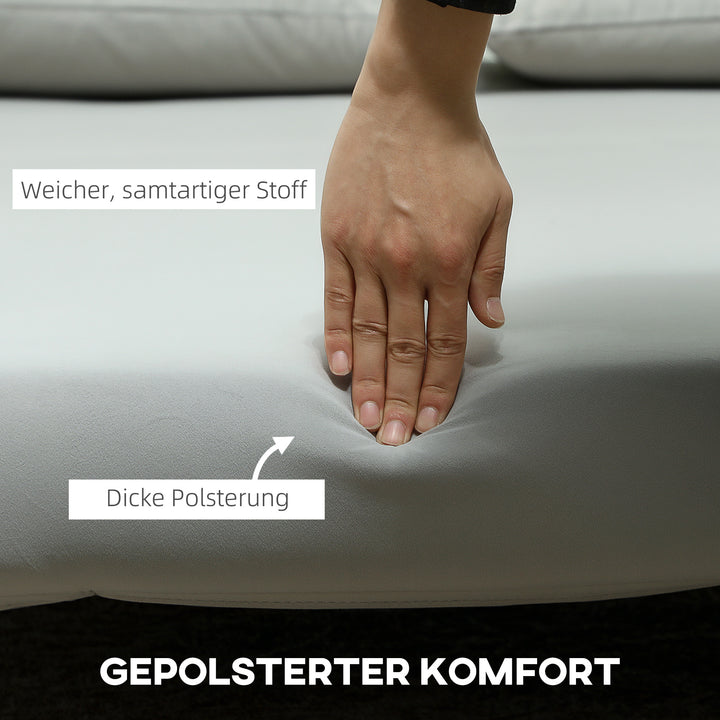 Sovesofa afslappende sofa, inkl. 2 puder, fløjlslook, 130 x 78 x 79 cm, lysegrå