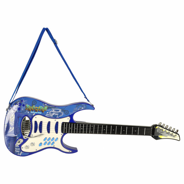 Elektrisk rockguitar med forstærkermikrofon til børn, blå