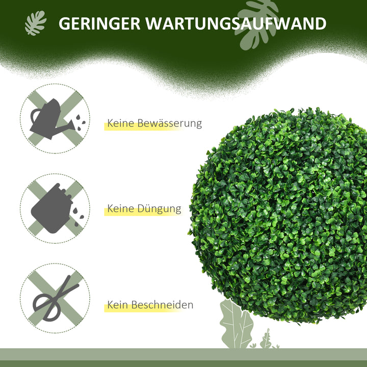 Sæt med 2 buksbomkugler, kunstige planter, stueplante med uv-beskyttelse, dekorativ plante, til indendørs, udendørs, grøn