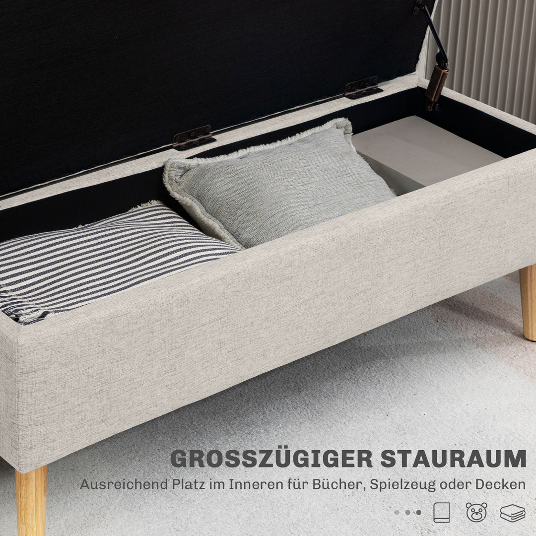 Opbevaringsbænk, op til 220 kg, linnedlook, 110x39x45 cm, beige