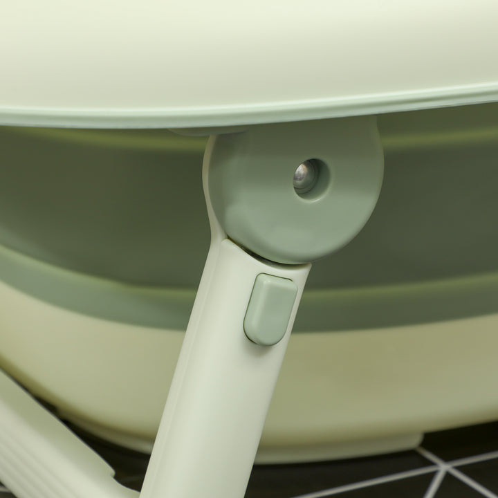 Babybadekar, foldbart, skridsikker bund, elefantbadehynde, 86 x 53 x 25,5 cm, grøn