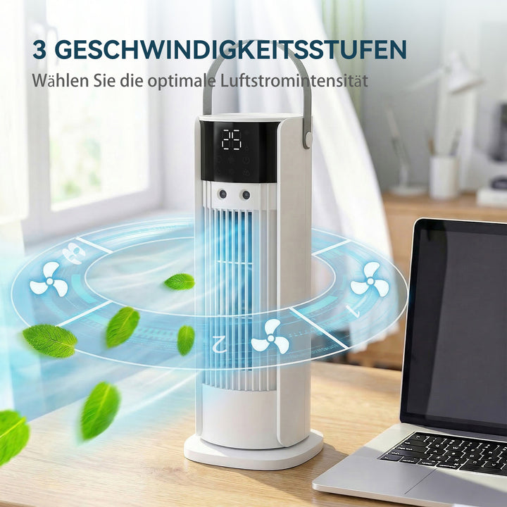 Tårnventilator til soveværelset, 40 cm bordventilator med dugfunktion, 3 hastigheder, 90° oscillation, timer