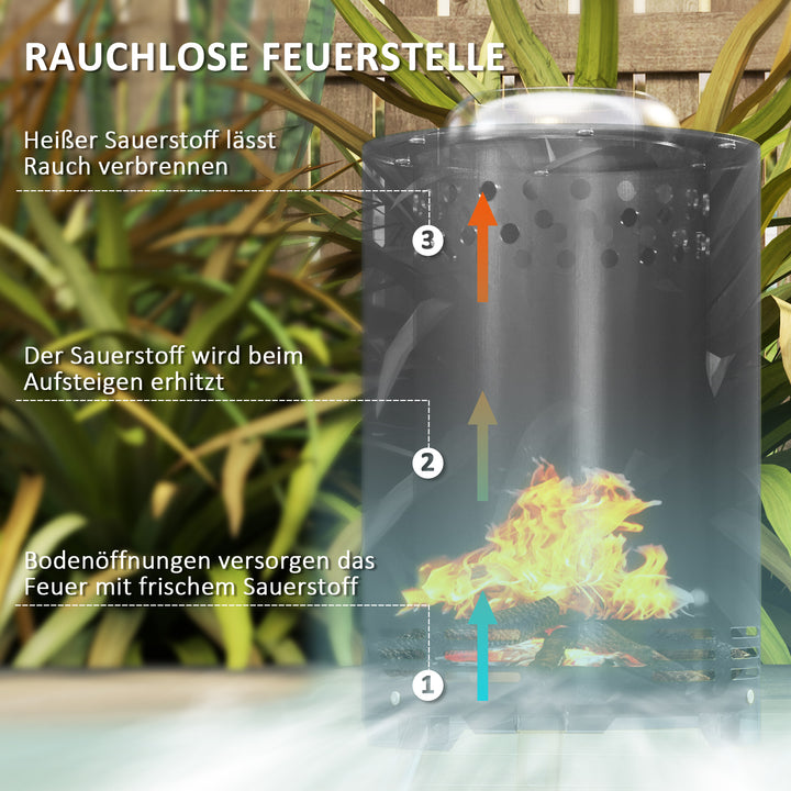 Bålfad 16x25cm lavet af rustfrit stål bålfad med poker røgfri bålfade grå