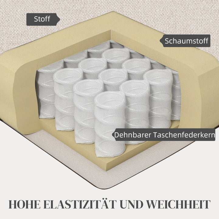 Polstret lænestol i linnedlook, skum, sædehynde, træstel, cremehvid