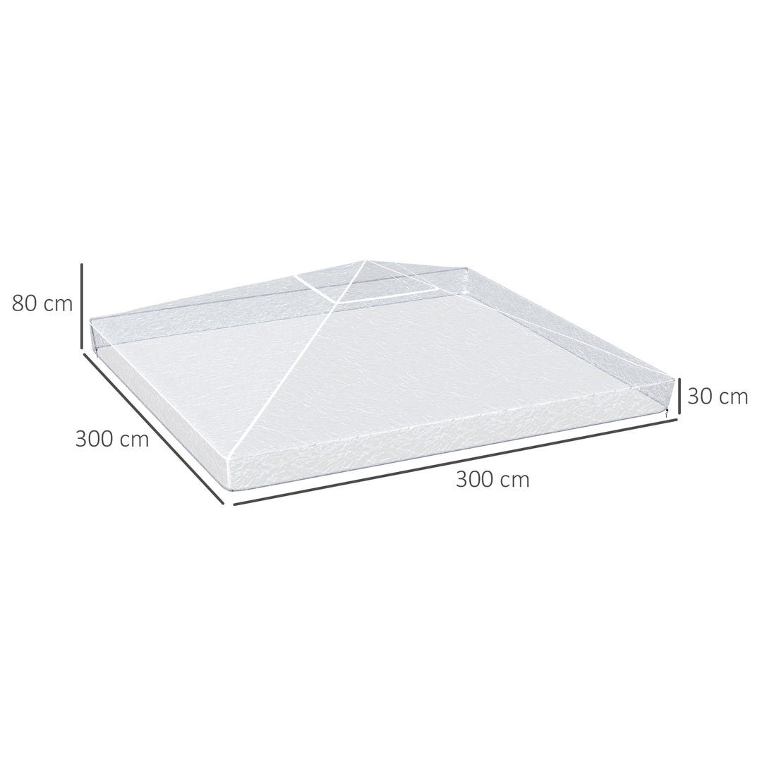 Pavillonregnslag, havepavillonovertræk, vindtæt, vandtæt, plastikpresenning, 300L x 300B x 80H cm