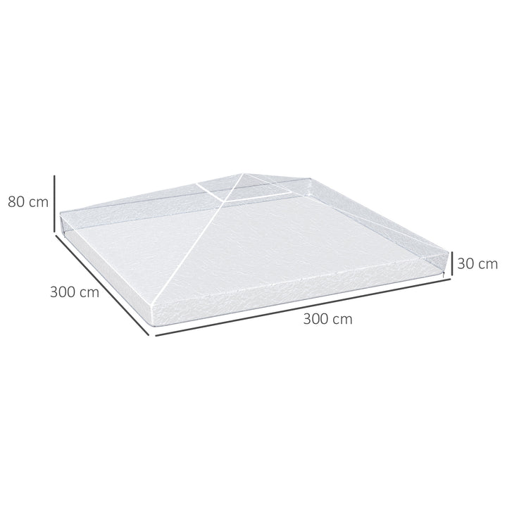 Pavillonregnslag, havepavillonovertræk, vindtæt, vandtæt, plastikpresenning, 300L x 300B x 80H cm