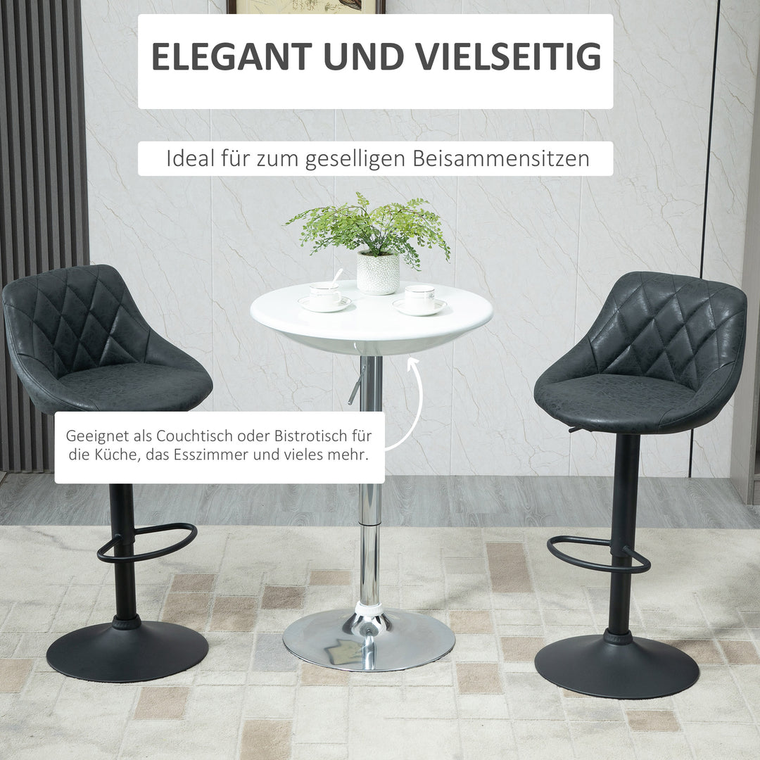 Barbord moderne spisebord højdejusterbart bistrobord højt bord diskbord skrivebord rundt metal abs lak hvid ø61 x 76-97 cm